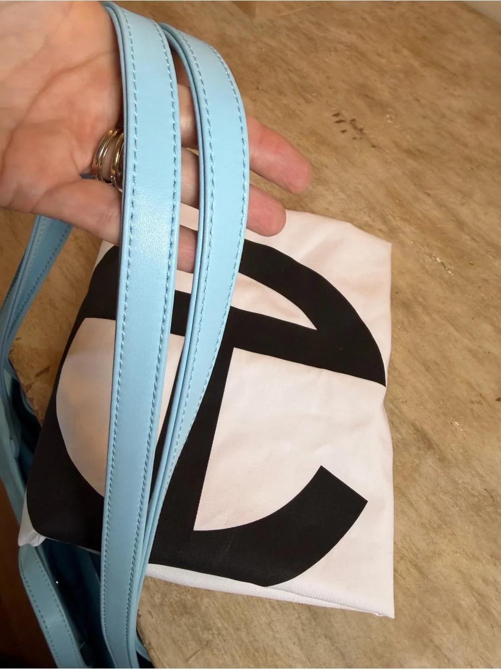 Telfar Light Blue Embossed Leather Tote EUC with dustbag